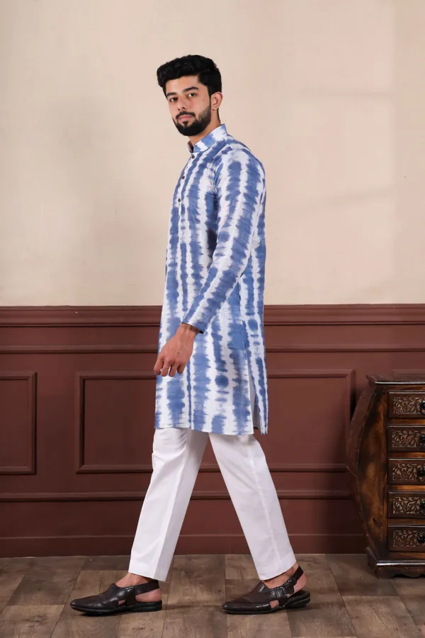 Navy_Linen_Digital_Print_Kurta