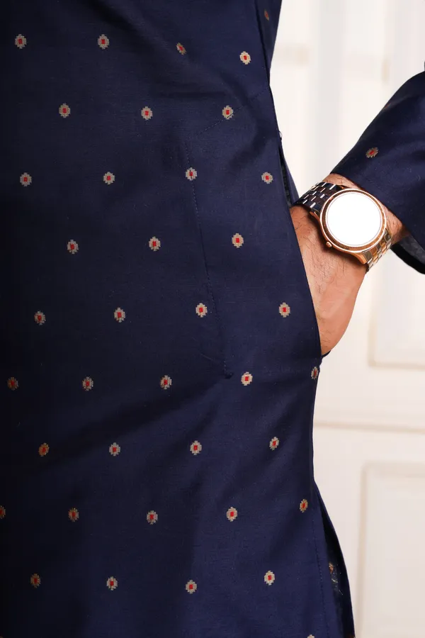 Navy_Cotton_Resham_Butti_Kurta