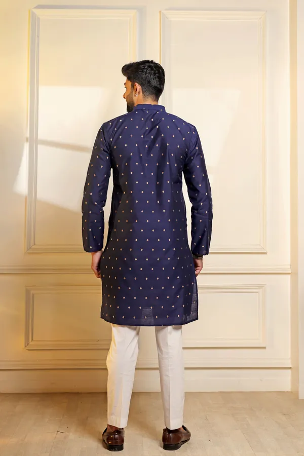 Navy_Cotton_Resham_Butti_Kurta