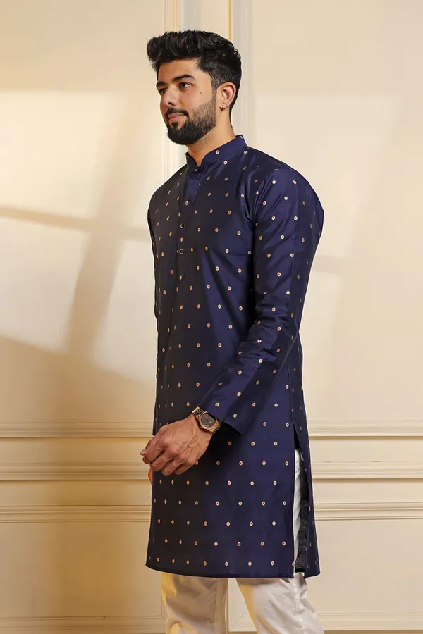Navy_Cotton_Resham_Butti_Kurta