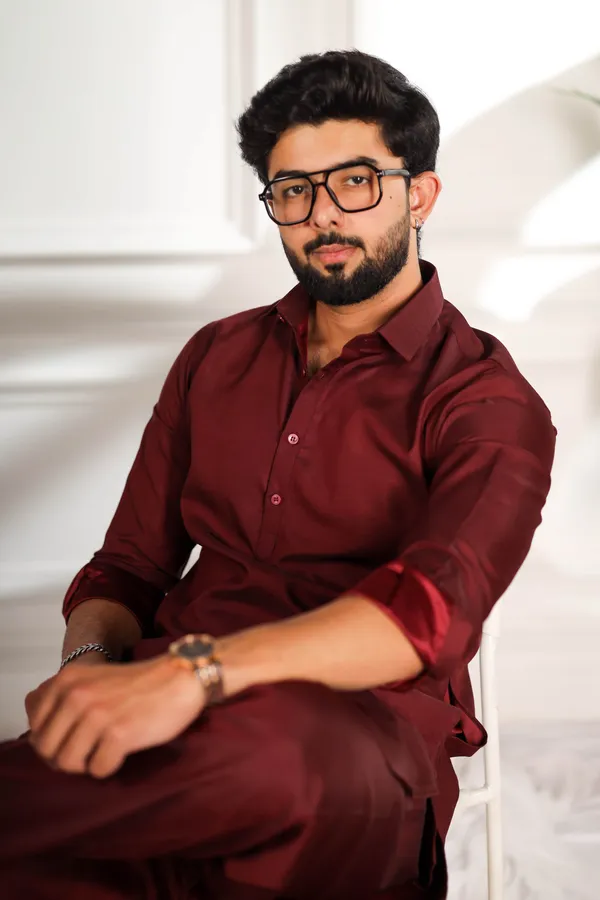 Maroon_Cotton_Satin_Pathani_Set