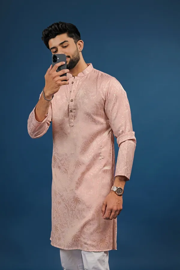 Pink_Cotton_Silk_Jacquard_Texture_Kurta