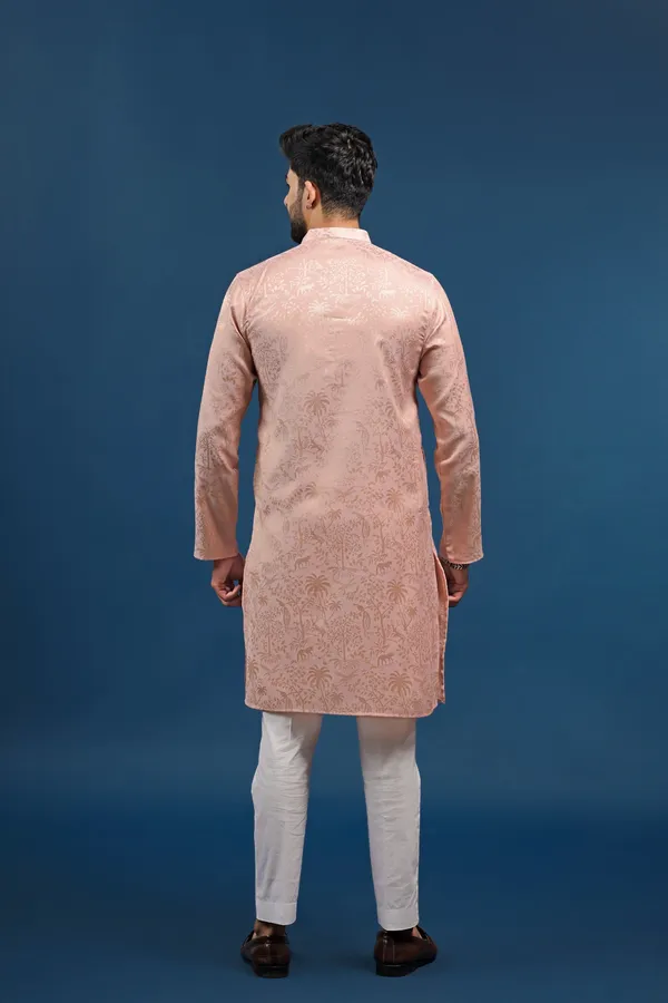 Pink_Cotton_Silk_Jacquard_Texture_Kurta