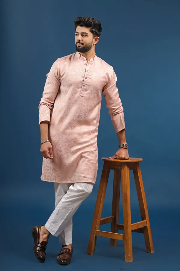 Pink_Cotton_Silk_Jacquard_Texture_Kurta