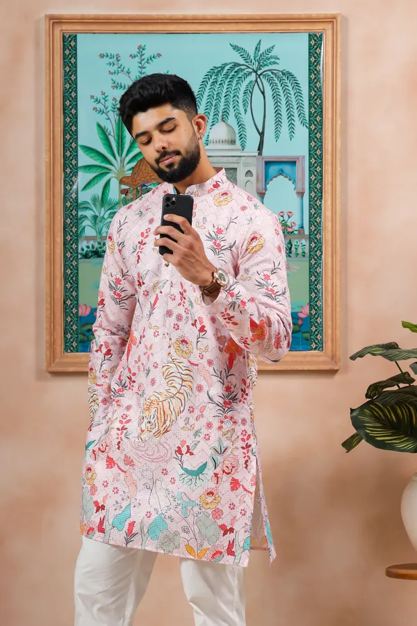Pink_Cotton_Zari_thread_Work_with_Animal_Print_Kurta