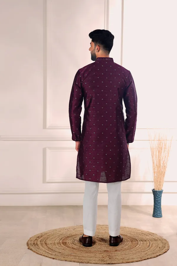 Purple_Silk_Jacquard_Embroidered_Neck_with_Mirror_Work_Ethnic_Set
