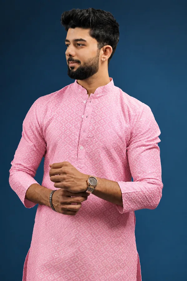 Pink_Cotton_Silk_Embroidered_With_Sequins_Kurta