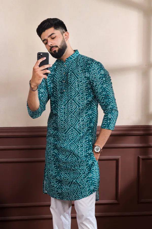 Navy_Cotton_Digital_Print_Kurta