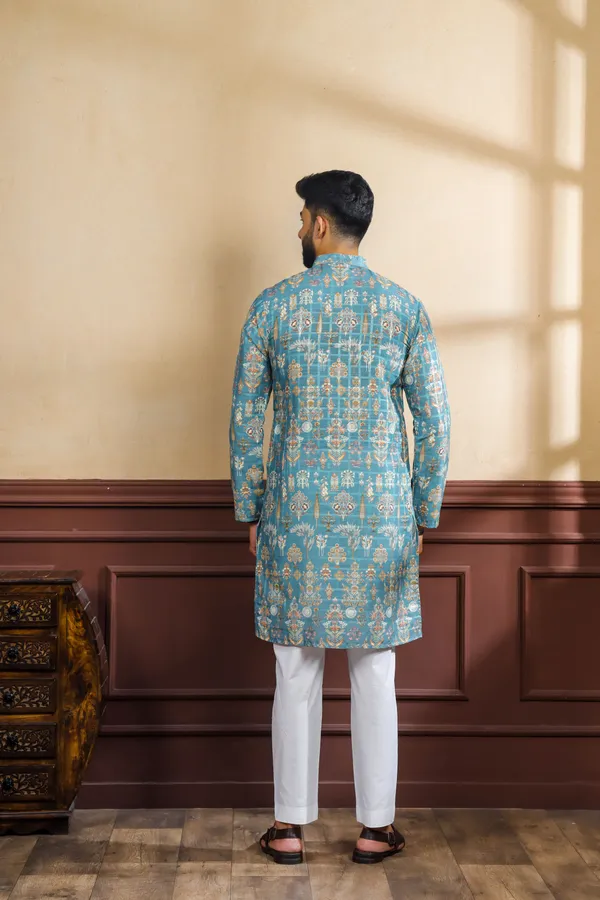 Teal_Cotton_Digital_Print_Kurta