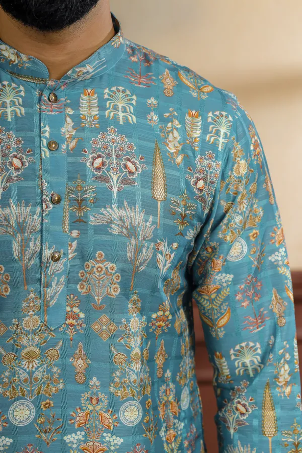 Teal_Cotton_Digital_Print_Kurta