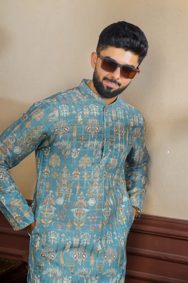 Teal_Cotton_Digital_Print_Kurta