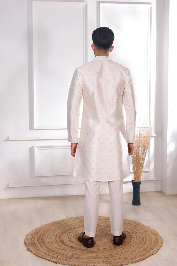White_Silk_Jacquard_Embroidered_Neck_with_Mirror_Work_Ethnic_Set