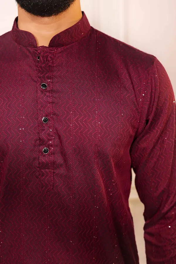 Maroon_Cotton_Silk_Dobby_Texture_with_Sequins_Ethnic_Set