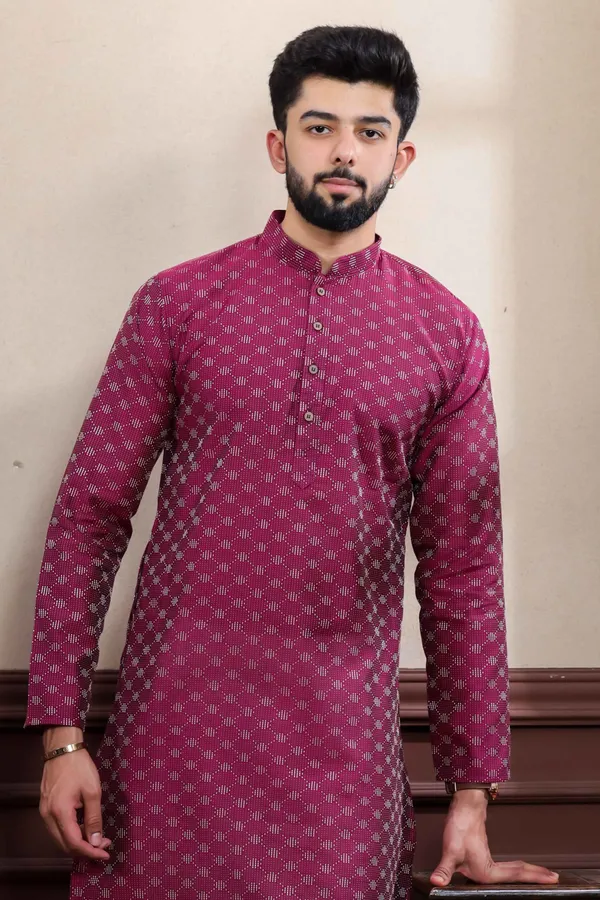 Wine_Cotton_Woven_Texture_Ethnic_Set