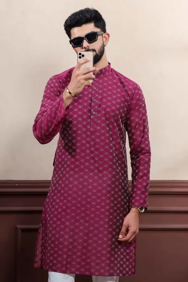 Wine_Cotton_Woven_Texture_Ethnic_Set
