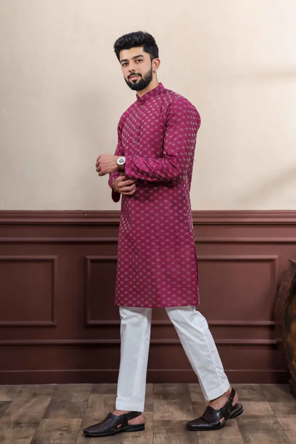 Wine_Cotton_Woven_Texture_Ethnic_Set
