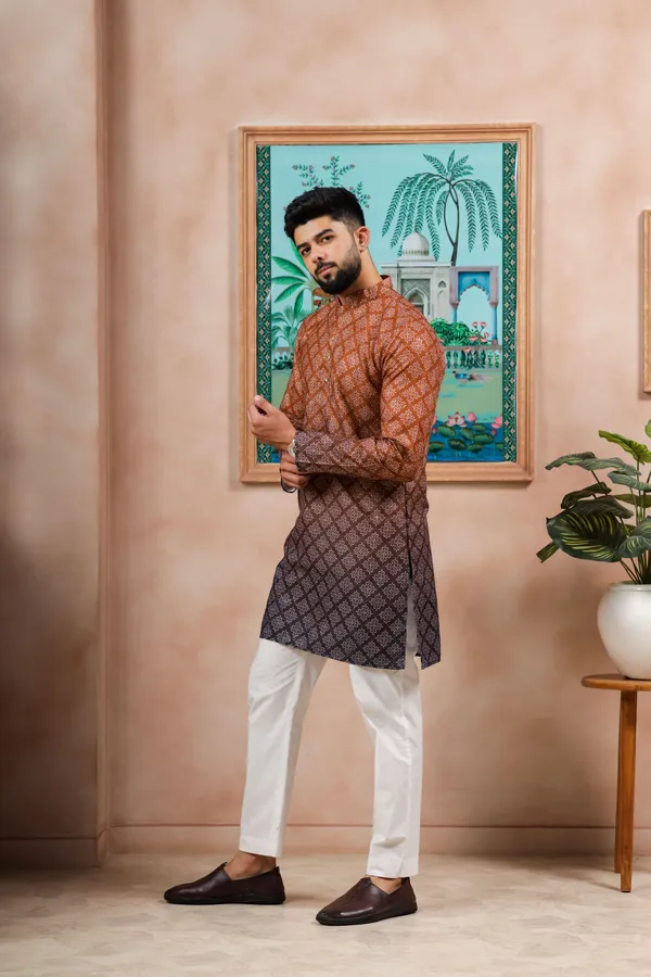 Brown__Cotton_Zari_thread_Work_with_Animal_Print_Kurta