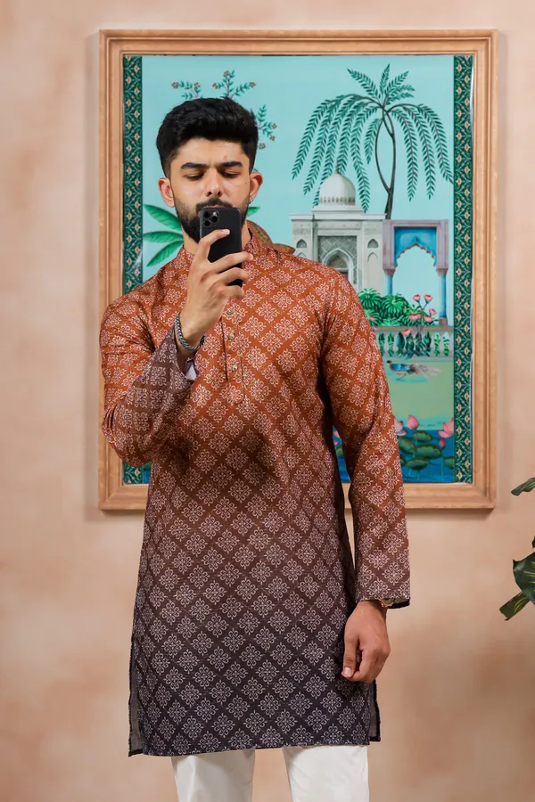 Brown__Cotton_Zari_thread_Work_with_Animal_Print_Kurta