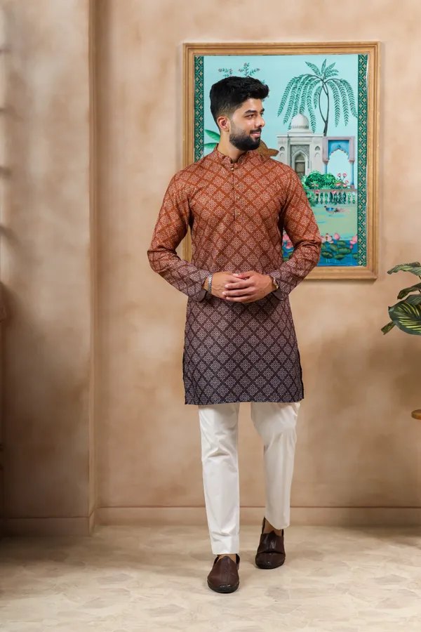 Brown__Cotton_Zari_thread_Work_with_Animal_Print_Kurta