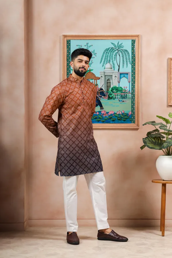 Brown__Cotton_Zari_thread_Work_with_Animal_Print_Kurta