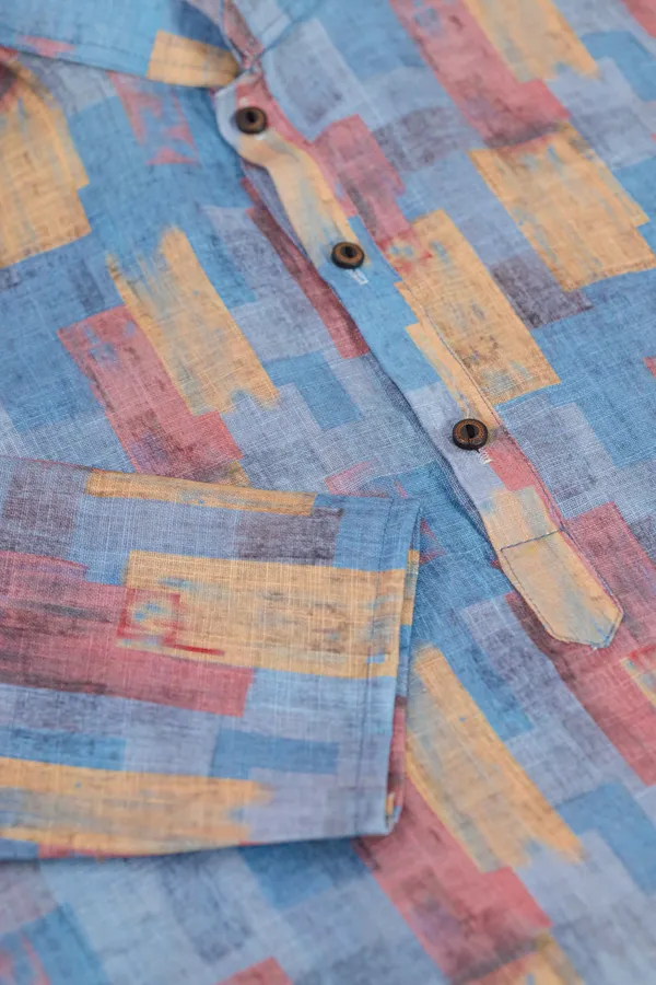 Navy_Linen_Digital_Print_Kurta