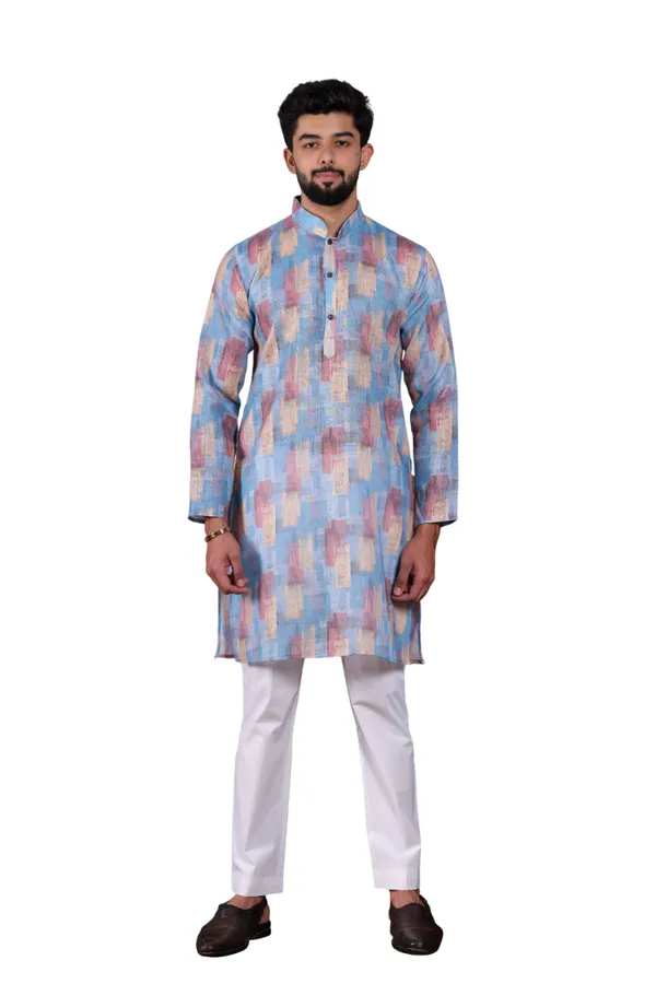 Navy_Linen_Digital_Print_Kurta