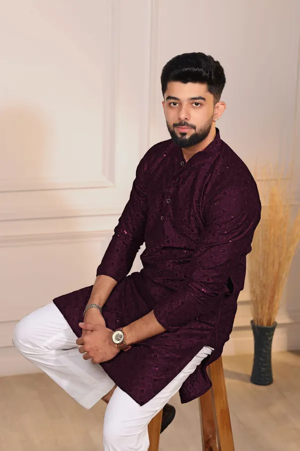 Purple_Rayon_Embroidered_with_sequins_Kurta