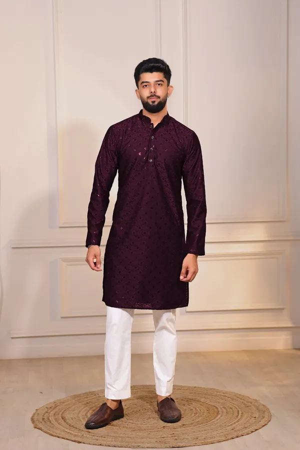 Purple_Rayon_Embroidered_with_sequins_Kurta
