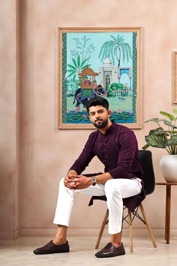 Wine_Cotton_Silk_Dobby_Texture_with_Sequins_Kurta