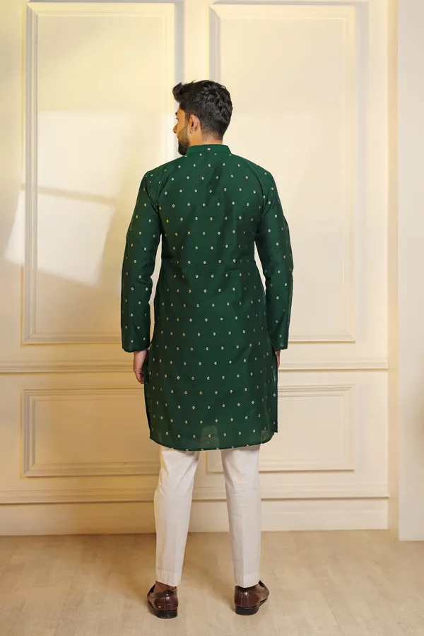 Bottle_Green_Cotton_Resham_Butti_Ethnic_Set