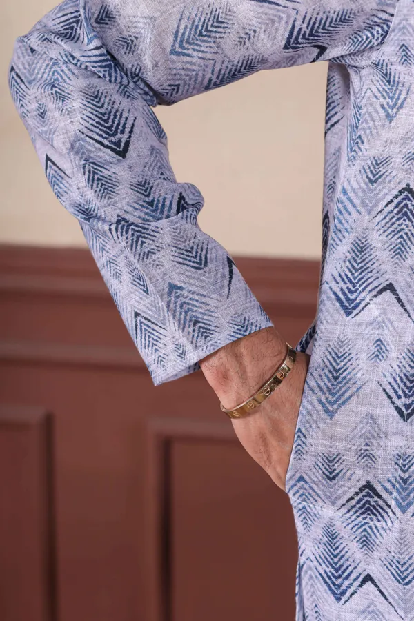 Navy_Linen_Digital_Print_Kurta