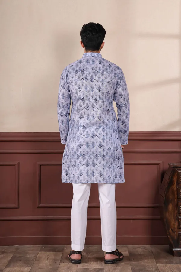 Navy_Linen_Digital_Print_Kurta