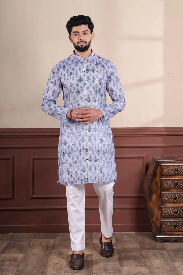 Navy_Linen_Digital_Print_Kurta