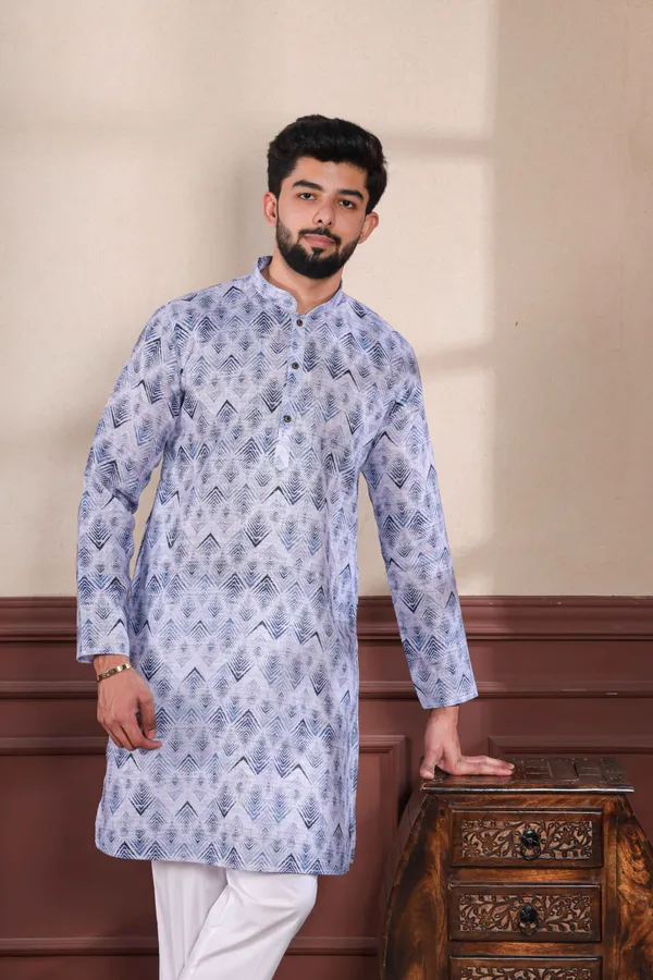 Navy_Linen_Digital_Print_Kurta