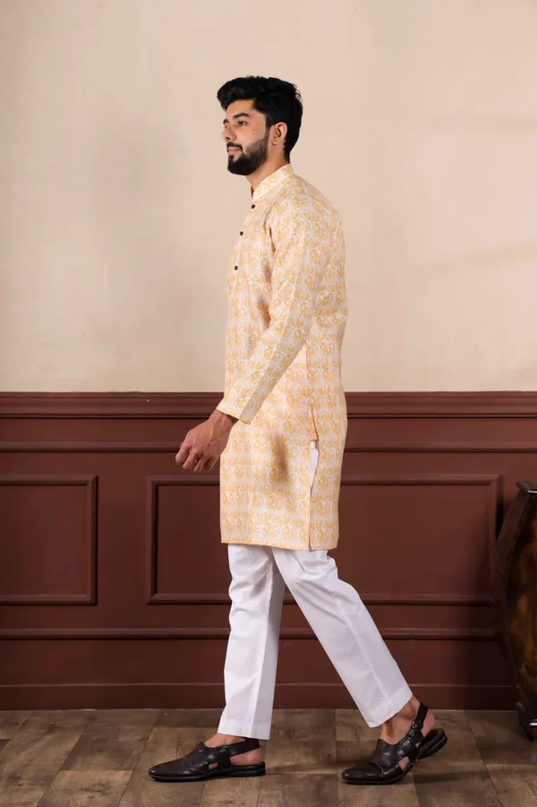 Yellow_Linen_Digital_Print_Kurta