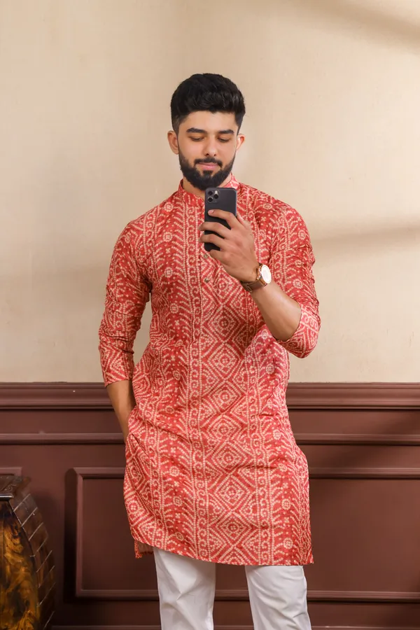 Orange_Cotton_Digital_Print_Kurta