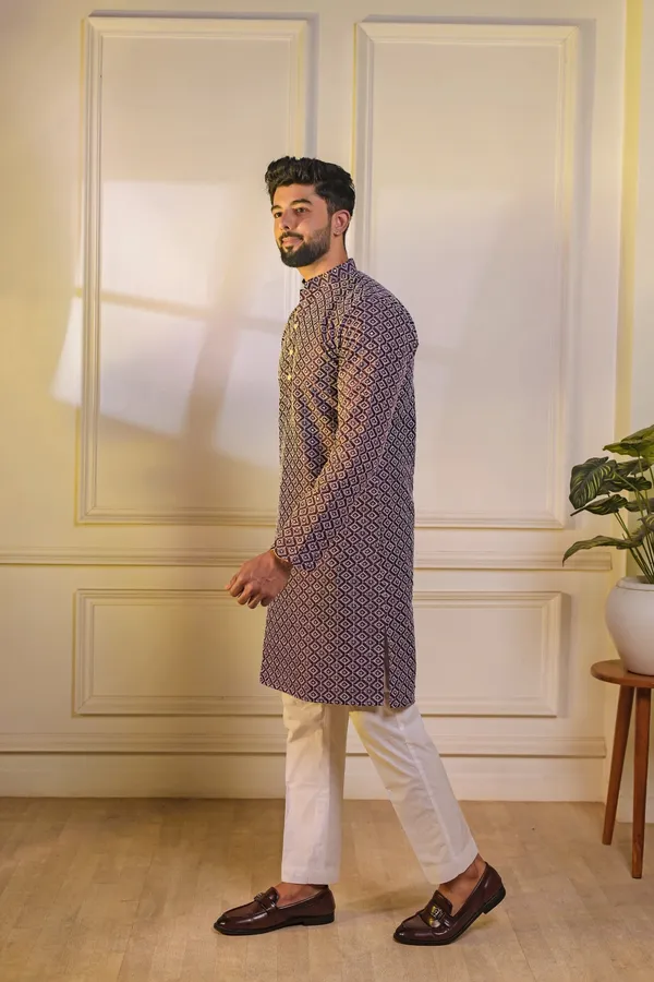 Wine_Cotton_Silk_Embroidered_With_Sequins_Kurta