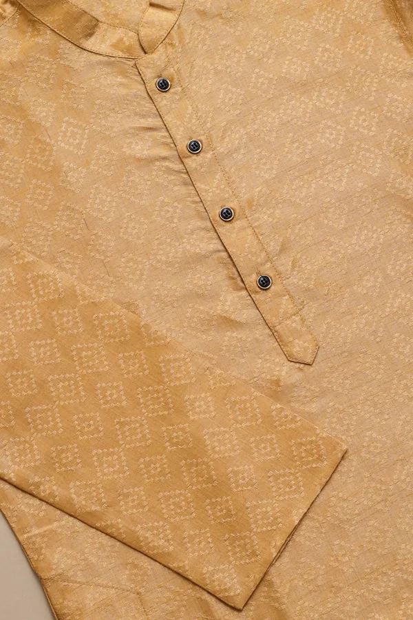Biege_Silk_Jacquard_Woven_Texture_Ethnic_Set