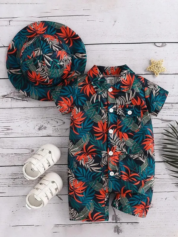 Multicolor_Traditional_Outfit_With_Frog_Button_Shirt_And_Linen_Shorts_For_Kids