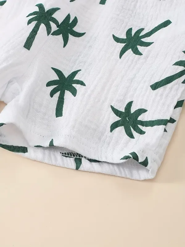 Multicolor_Summer_Outfit_–_Palm_Print_Button_Shirt_With_Matching_Shorts_For_Kids