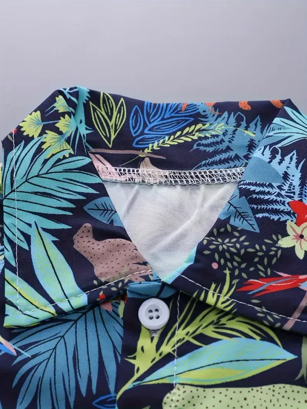 Green_Leaf_Print_Shirt_&_Shorts_Set_For_Kids