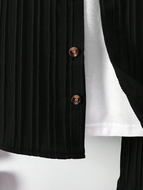 Black_Toddler_Shorts_Henley_T-Shirt_Set_For_Boys