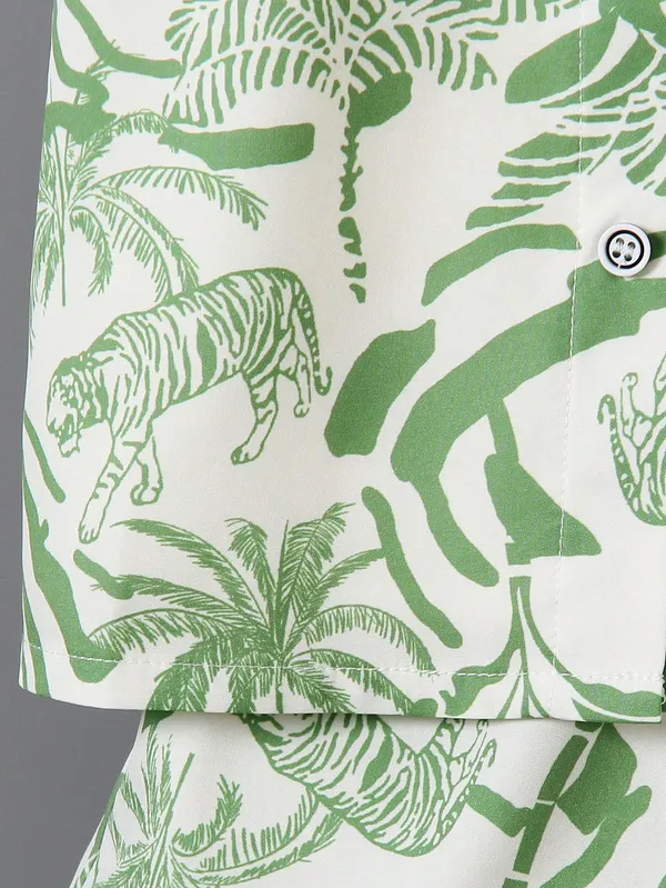 Green_Tropical_Print_Shirt_&_Shorts_Set_For_Boys