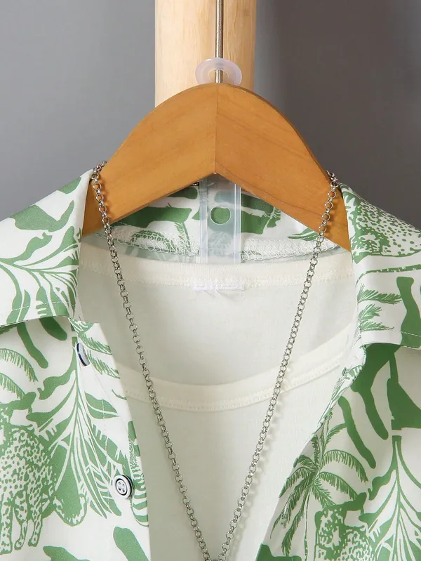 Green_Tropical_Print_Shirt_&_Shorts_Set_For_Boys