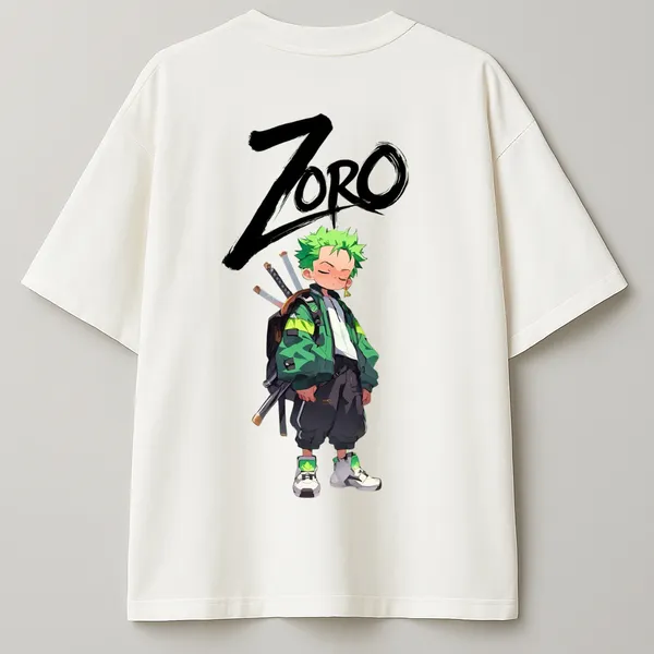 White_Triple_Blade_Oversized_Zoro_Edition_T_Shirt_For_Unisex