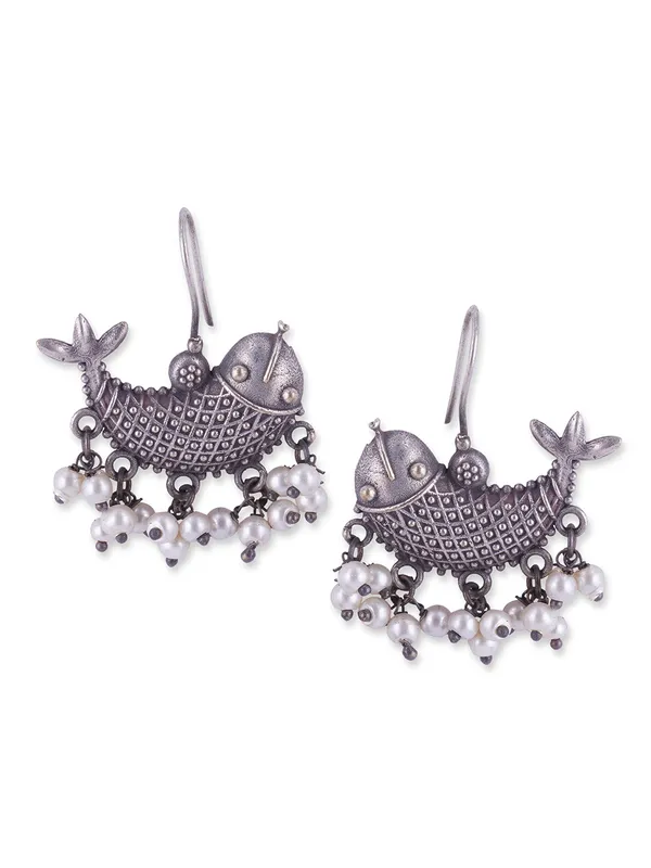 Silver_Toned_Oxidised_Contemporary_Drop_Earrings