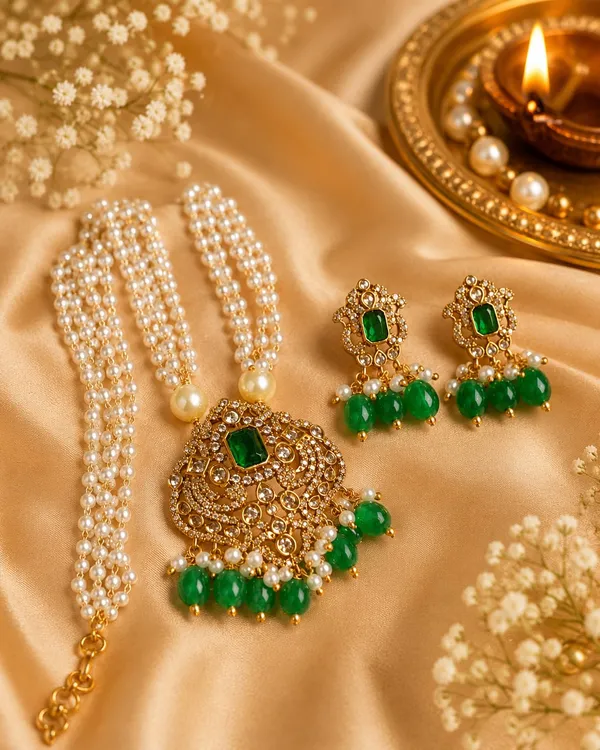 AAROHI_NECKLACE_-_BEAUTIFUL_PEARL_MALA_WITH_AD_STONE_PENDANT_IN_GREEN