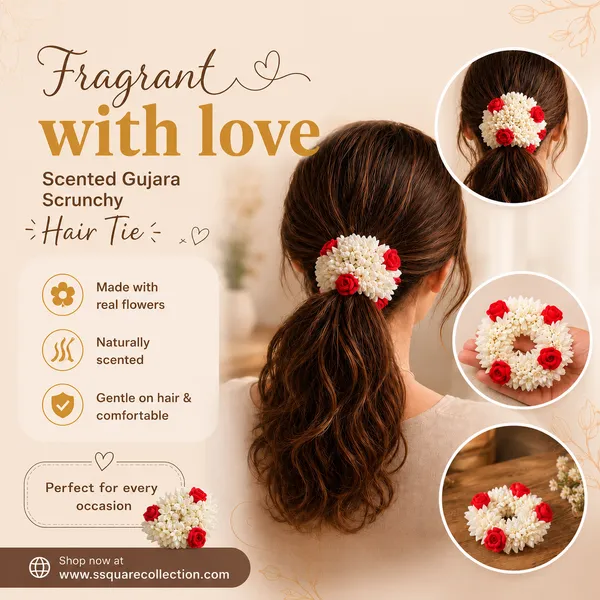 ARTIFICIAL_JASMINE_&_ROSE_FLORAL_GAJRA_HAIR_SCRUNCHIE
