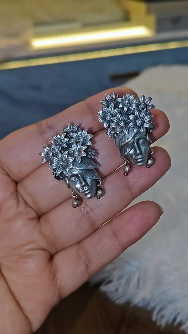 OXIDISED_SILVER_REPLICA_FACE_EARRINGS