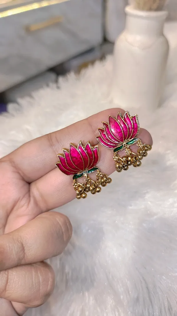 PINK_LOTUS_NECKLACE_SET_WITH_EARRINGS